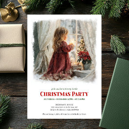 Invitación Elegant girl awaits Santa editable holiday invite