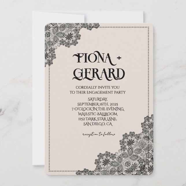 Invitación Elegant Glamor Lace Engagement Party Invitation (Anverso)
