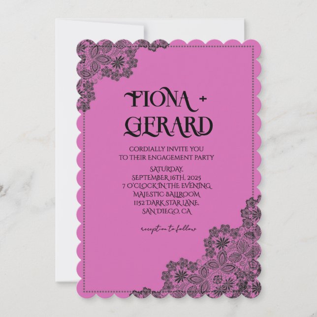 Invitación Elegant Glamor Lace Engagement Party Invitation (Anverso)