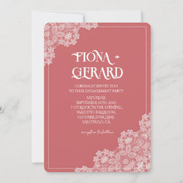 Invitación Elegant Glamor Lace Engagement Party Invitation