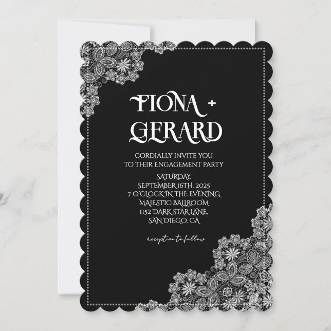 Invitación Elegant Glamor Lace Engagement Party Invitation (Anverso)