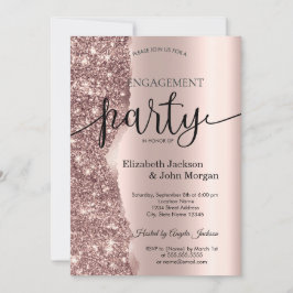 Invitación Elegant Glitter Script de Compromiso en Rosa Dorad