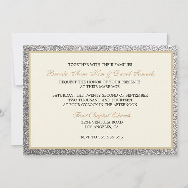 Invitación Elegant Glitter Wedding Invitation (Anverso)