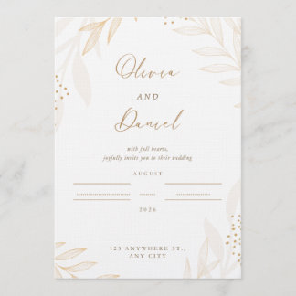 Invitación Elegant Gold Botanical Wedding Invitation | Editab