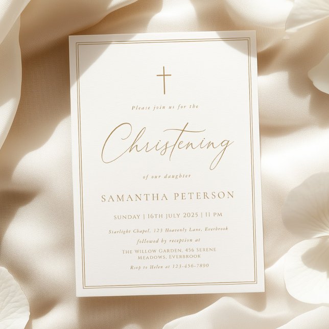 Invitación Elegant Gold Calligraphy Christening (Subido por el creador)