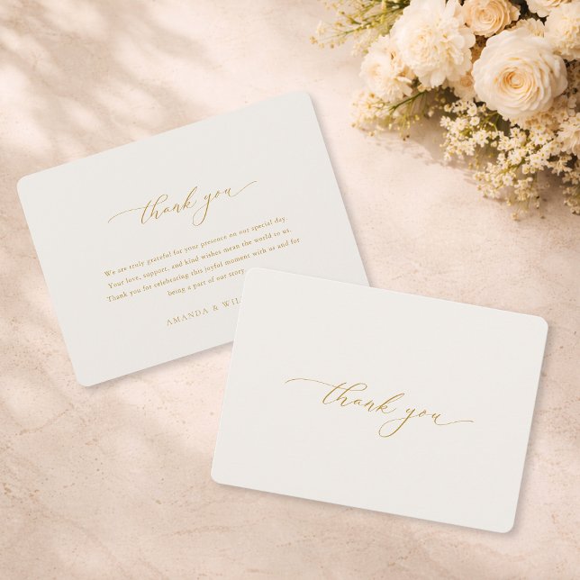 Invitación Elegant Gold Calligraphy Wedding Thank You Card (Subido por el creador)