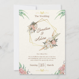 Invitación Elegant Gold & Cream Minimalist Wedding Invitation