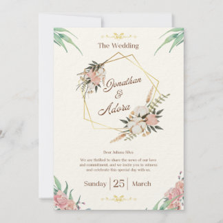 Invitación Elegant Gold & Cream Minimalist Wedding Invitation