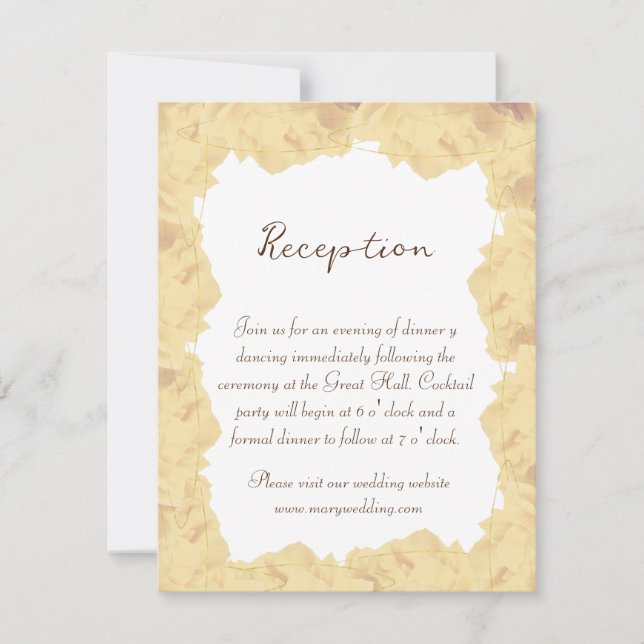 Invitación elegant gold cream  roses (Anverso)