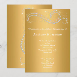 INVITACIÓN ELEGANT GOLD DIAMOND SWIRL BODA