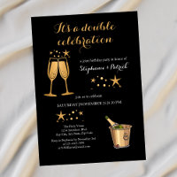 Elegant Gold Doble Celebración Cumpleaños Conjunto