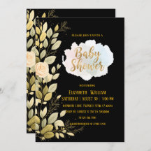 Elegant Gold Floral Botanical Baby Shower 
