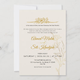 Invitación Elegant Gold Floral Islamic Wedding Nikah