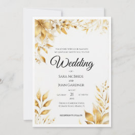 Invitación Elegant Gold Floral Wedding