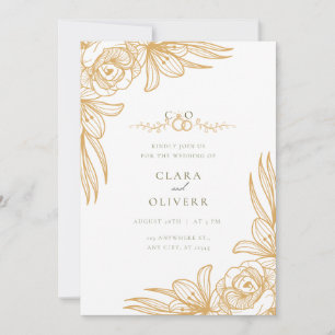 Invitación Elegant Gold Floral Wedding Invitation