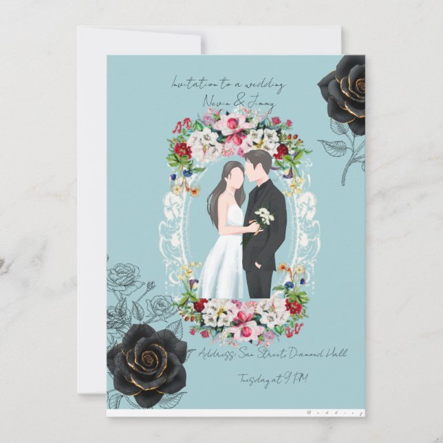 Invitación Elegant Gold Floral Wedding Invitation (Anverso)
