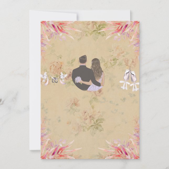 Invitación Elegant Gold Floral Wedding Invitation Card (Anverso)