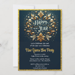Invitación Elegant Gold Flourish New Years Eve Party