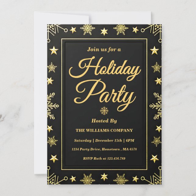 Invitación Elegant Gold Foil Corporate Holiday Party (Anverso)