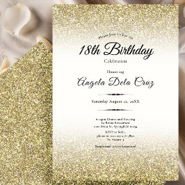 Invitación Elegant Gold Glitter 18th Birthday Debut