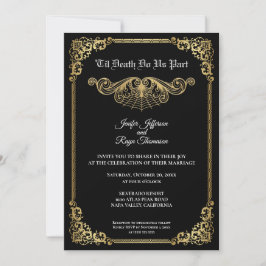 Invitación Elegant gold Gothic Halloween wedding Invitation