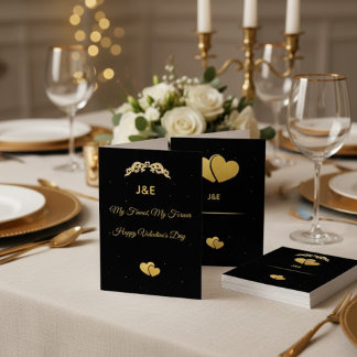 Invitación Elegant Gold Heart & Black Gradient Personalized V