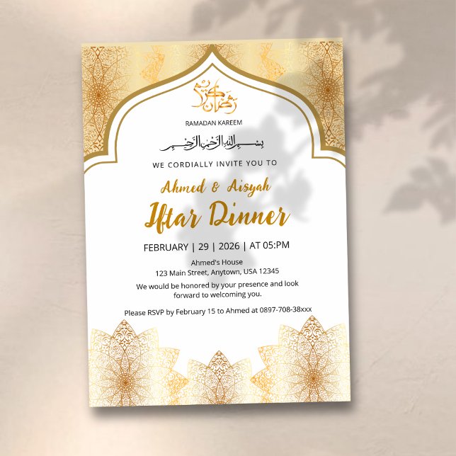 Invitación Elegant Gold Islamic Ramadan Iftar Invitation (Subido por el creador)