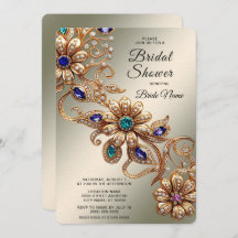 Elegant Gold Jewel Flowers Bridal Shower
