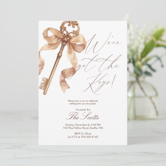Invitación Elegant Gold Key We Got The Keys Housewarming (Anverso de pie)