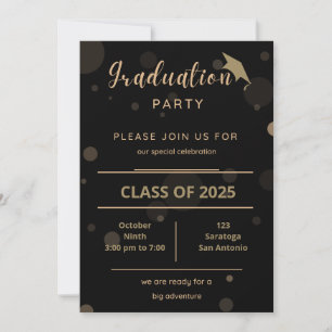 Invitación Elegant Gold On Black Graduation Party Invitation