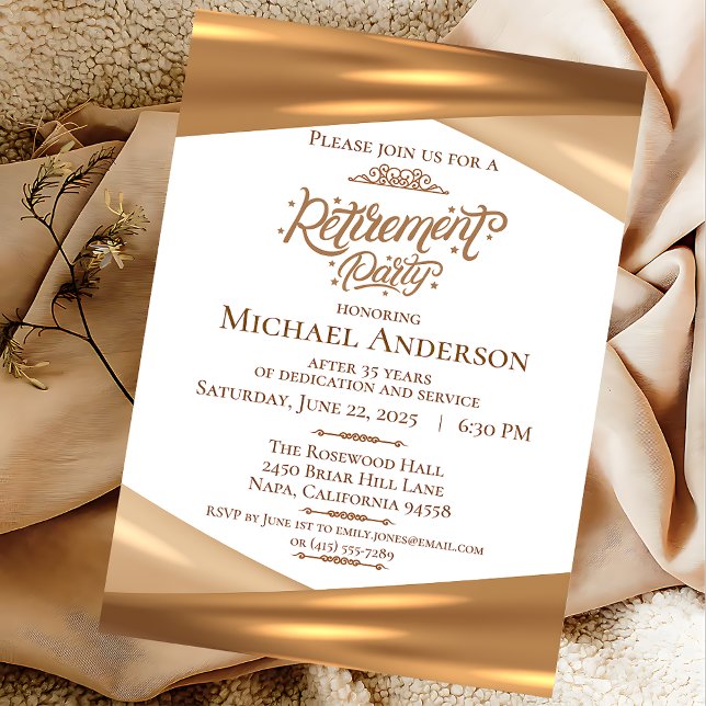 Invitación Elegant Gold Retirement Party  (Subido por el creador)