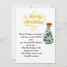 Invitación Elegant Gold Script Merry Christmas Card with Tree