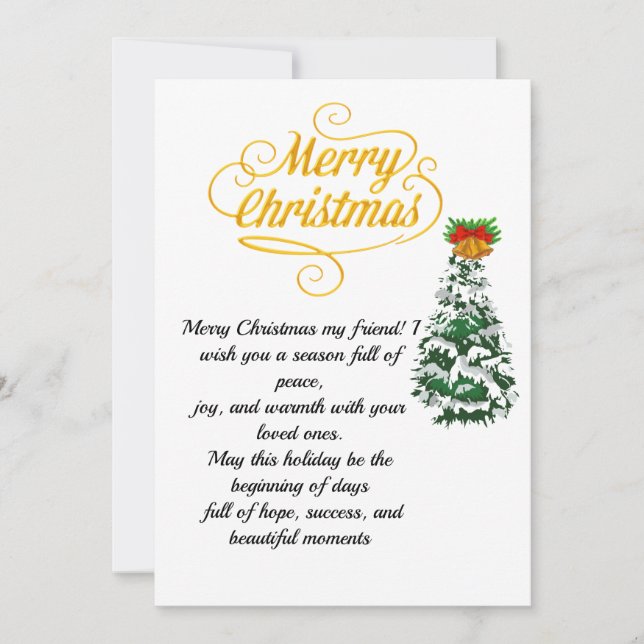 Invitación Elegant Gold Script Merry Christmas Card with Tree (Anverso)