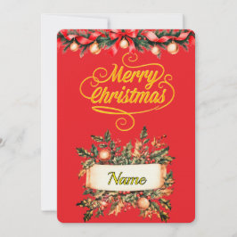 Invitación Elegant Gold Script Merry Christmas Photo Card