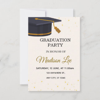Invitación Elegant Gold Stars Graduation Party Invitation