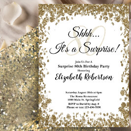 Invitación Elegant Gold Surprise 80th Birthday Invitation