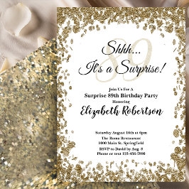Invitación Elegant Gold Surprise 89th Birthday Invitation