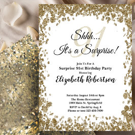 Invitación Elegant Gold Surprise 91st Birthday Invitation