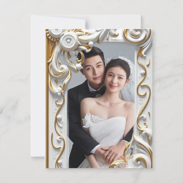 Invitación "Elegant Golden Botanical Wedding Invitation - Foi (Reverso)