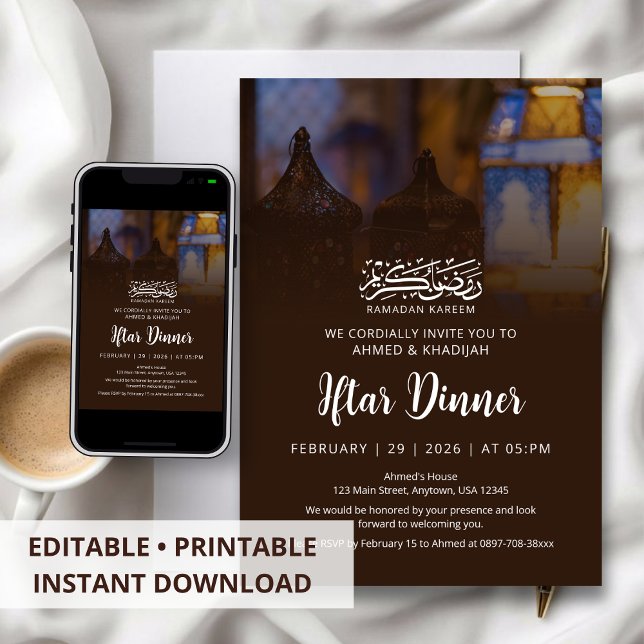 Invitación Elegant Golden Lantern Ramadan Iftar Dinner (Subido por el creador)