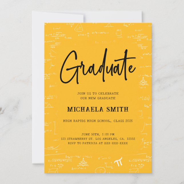 Invitación Elegant Golden Yellow Graduate Math Graduation (Anverso)