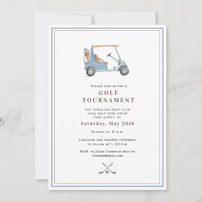 Invitación Elegant Golf Tournament  Invitation (Anverso)