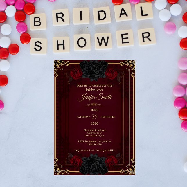 Invitación Elegant Gothic Dark Romance Bridal Shower (Subido por el creador)