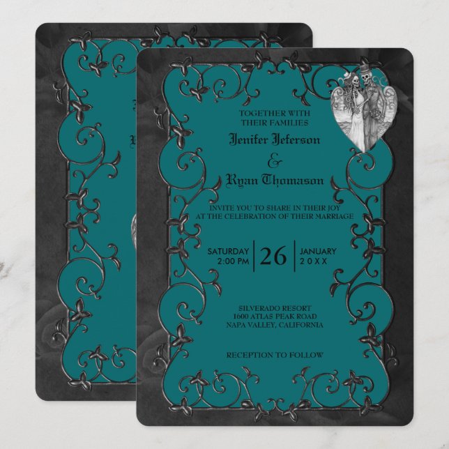 Invitación Elegant gothic halloween wedding Invitation (Anverso / Reverso)