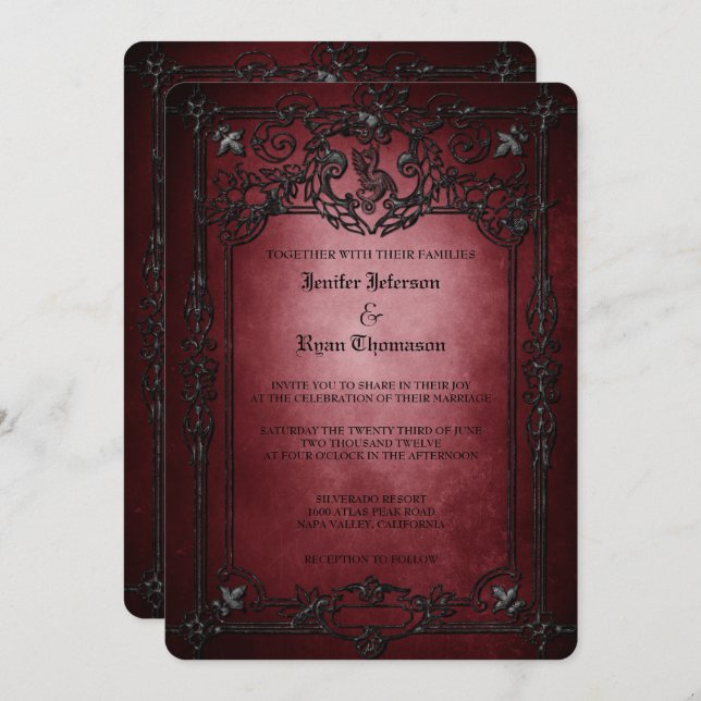 Invitación Elegant gothic halloween wedding Invitation (Anverso / Reverso)