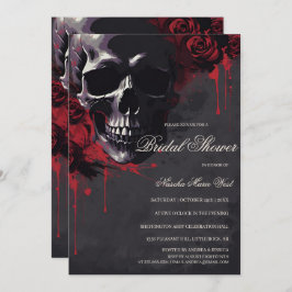 Invitación Elegant Gothic Skull & Roses Bridal Shower