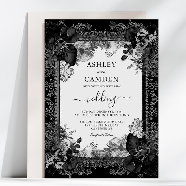 Invitación Elegant Gothic Victorian Floral Wedding (Subido por el creador)