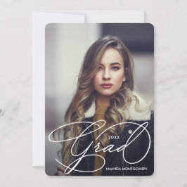 Invitación Elegant Grad Script Photo Graduation Invitation