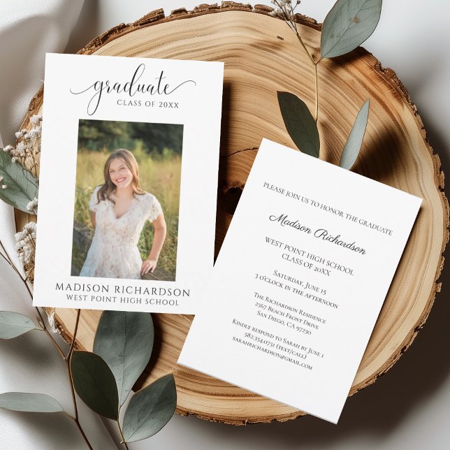 Invitación Elegant Graduation Photo Open House Invitation (Subido por el creador)
