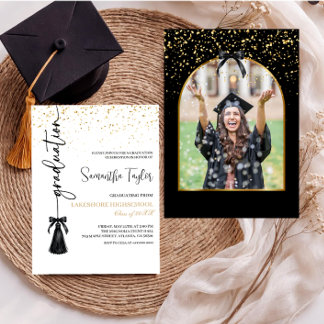 Invitación Elegant Graduation with Photo Invitation